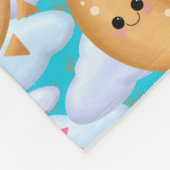 Cute Kawaii Sun Moon Cloud Gold Blue Pink Fleece Deken (Hoek)