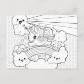 Cute Kawaii Sunny Unicorn kleurkapblad Briefkaart (Voorkant)