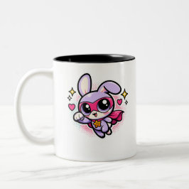 Cute Kawaii Superheld Konijn Koffiemok  Tweekleurige Koffiemok