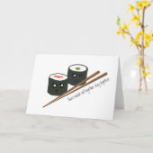 Cute Kawaii Sushi Characters Chopstick Jubileum Kaart (Gele Bloem)