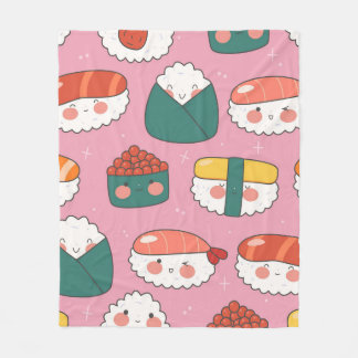 Cute Kawaii Sushi Naadloos Patroon Fleece Deken