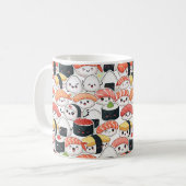 Cute Kawaii Sushi Pattern Coffee Mug | Fun Foodie Koffiemok (Voorkant links)