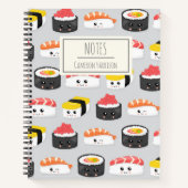 Cute Kawaii Sushi Pattern Personalized Notitieboek (Voorkant)