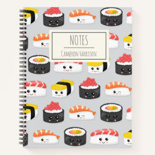 Cute Kawaii Sushi Pattern Personalized Notitieboek