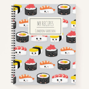 Cute Kawaii Sushi Personalized Kinder Recipe Notitieboek