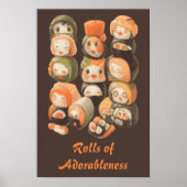 Cute Kawaii Sushi Rolls Poster (Voorkant)