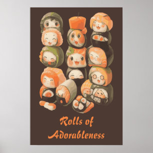 Cute Kawaii Sushi Rolls Poster