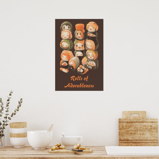 Cute Kawaii Sushi Rolls Poster (Keuken)