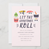 Cute Kawaii Sushi Rolls Verjaardagsfeestje Kaart (Voorkant)