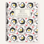Cute Kawaii Sushi Whimsical Pattern Personalized Notitieboek (Voorkant)