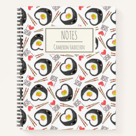 Cute Kawaii Sushi Whimsical Pattern Personalized Notitieboek