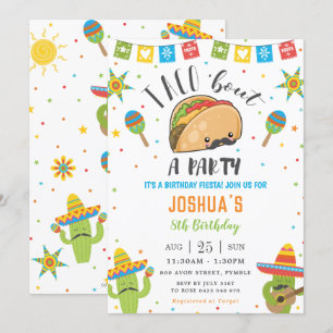 Cute Kawaii Taco "Bout a Party Fiesta Birthday Kaart