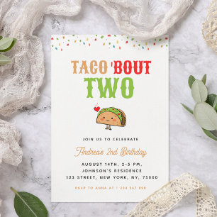 Cute Kawaii Taco Bout Two 2nd Birthday Kind Party Kaart
