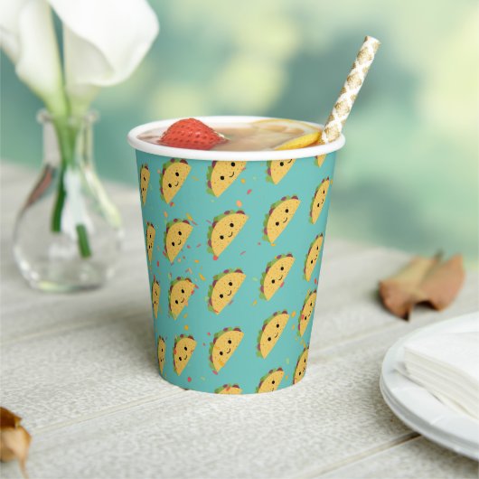 Cute Kawaii Taco Pattern Papieren Bekers (Insitu)