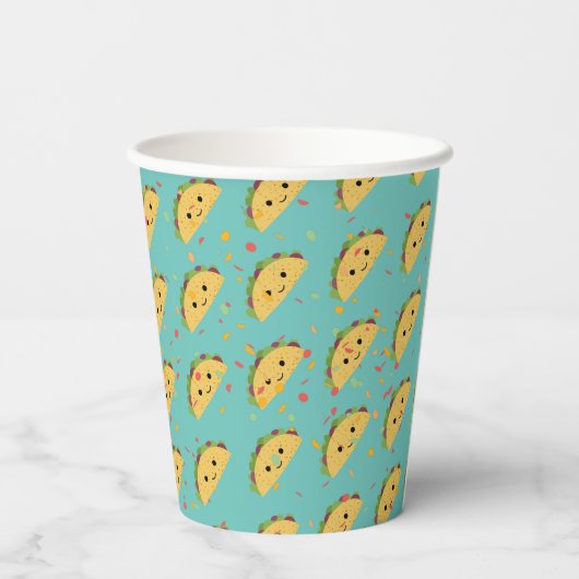 Cute Kawaii Taco Pattern Papieren Bekers (Achterkant)