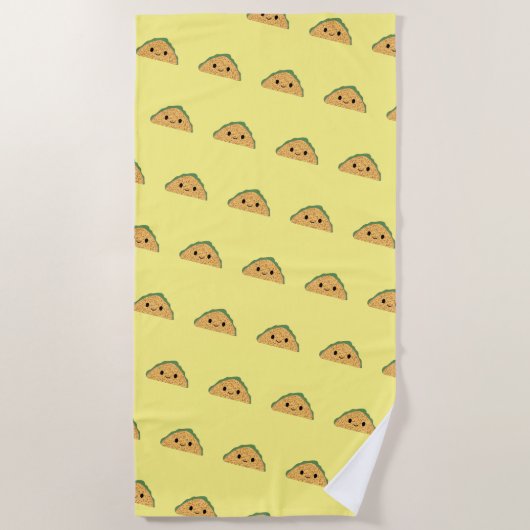 Cute Kawaii Taco Pattern Strandlaken (Voorkant)