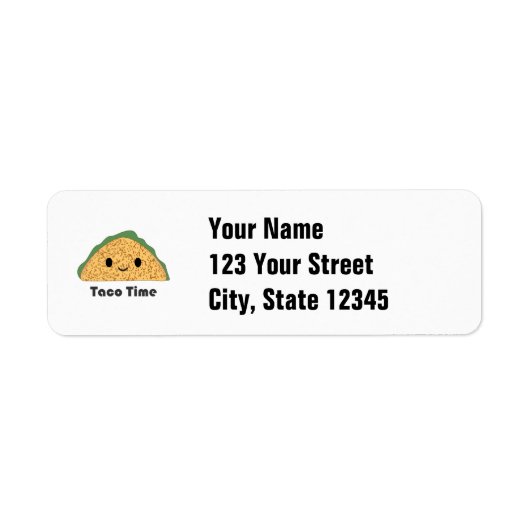 Cute Kawaii Taco Time Taco Etiket (Voorkant)