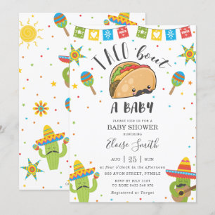 Cute Kawaii Taco'Bout a Baby Fiesta Baby shower Kaart