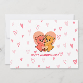 Cute Kawaii Teddy Bear Couple Valentine's Day Feestdagenkaart