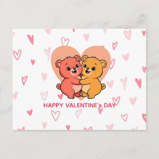 Cute Kawaii Teddy Bear Couple Valentine's Day Feestdagenkaart