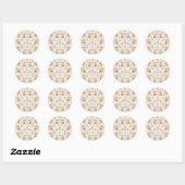 Cute Kawaii Teddy Bear Flower Garden Pattern | Pas Ronde Sticker (Vel)