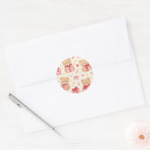 Cute Kawaii Teddy Bear Heart Gift Pattern Ronde Sticker (Envelop)