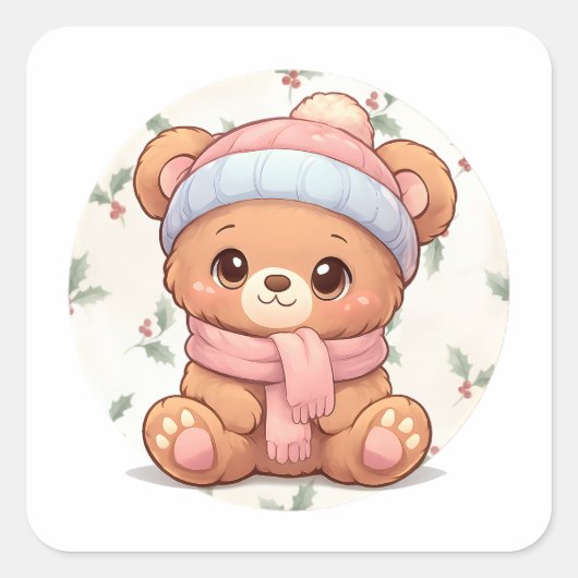 Cute Kawaii Teddy Bear Sticker  (Voorkant)