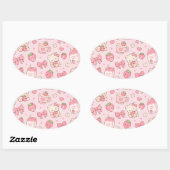 Cute Kawaii Teddy Bear Strawberry Pattern Sticker (Vel)
