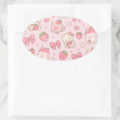 Cute Kawaii Teddy Bear Strawberry Pattern Sticker (Tas)
