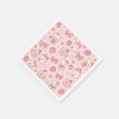 Cute Kawaii Teddy Bear Strawberry Pattern Sticker Servet (Hoek)