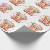 Cute Kawaii Teddy Bear Winter Wrapping Paper Cadeaupapier (Hoek)