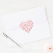 Cute Kawaii Teddy Bears & Strawberries Pattern  Hart Sticker (Envelop)