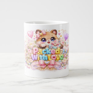 Cute Kawaii Teddybeer Met Liefde Pastel Pin Grote Koffiekop