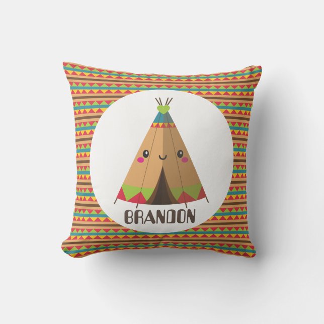 Cute Kawaii teepee voegt toe: jongens decor pillow Kussen (Voorkant)