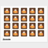 Cute Kawaii Thanksgiving voegt bericht toe Vierkante Sticker (Vel)