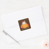 Cute Kawaii Thanksgiving voegt bericht toe Vierkante Sticker (Envelop)
