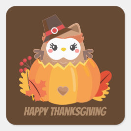 Cute Kawaii Thanksgiving voegt bericht toe Vierkante Sticker
