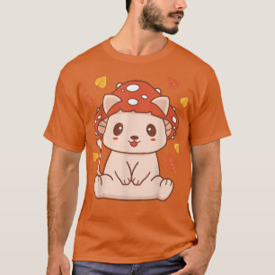 Cute Kawaii Toadstool Cat - Aesthetische paddensto T-shirt