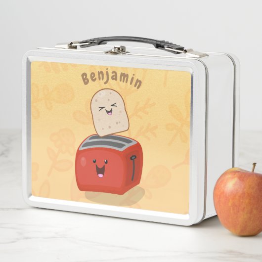 Cute kawaii toast en red toaster cartoon (In situ)