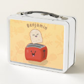 Cute kawaii toast en red toaster cartoon (Achterkant)