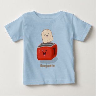 Cute kawaii toast en red toaster cartoon