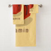 Cute kawaii toast en red toaster cartoon bad handdoek (Insitu)