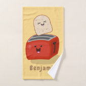 Cute kawaii toast en red toaster cartoon bad handdoek (Handdoek)