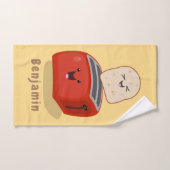 Cute kawaii toast en red toaster cartoon bad handdoek (Handdoek)