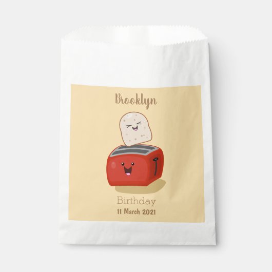 Cute kawaii toast en red toaster cartoon bedankzakje (Voorkant)