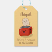 Cute kawaii toast en red toaster cartoon cadeaulabel (Voorkant)