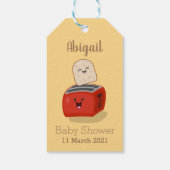 Cute kawaii toast en red toaster cartoon cadeaulabel (Achterkant)
