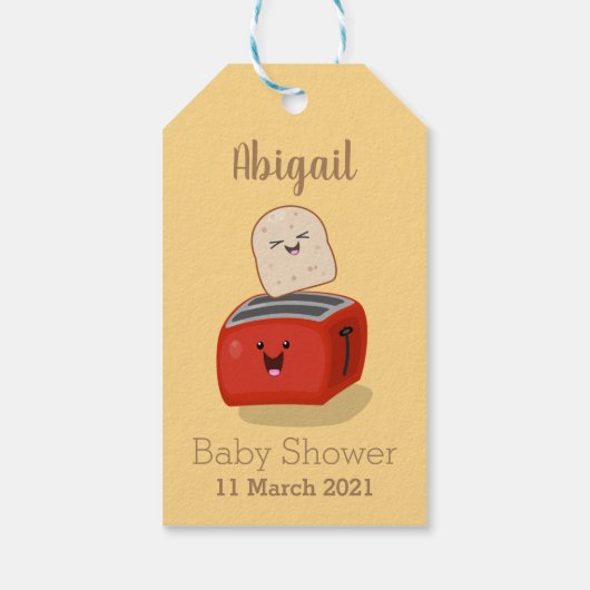 Cute kawaii toast en red toaster cartoon cadeaulabel (Achterkant)