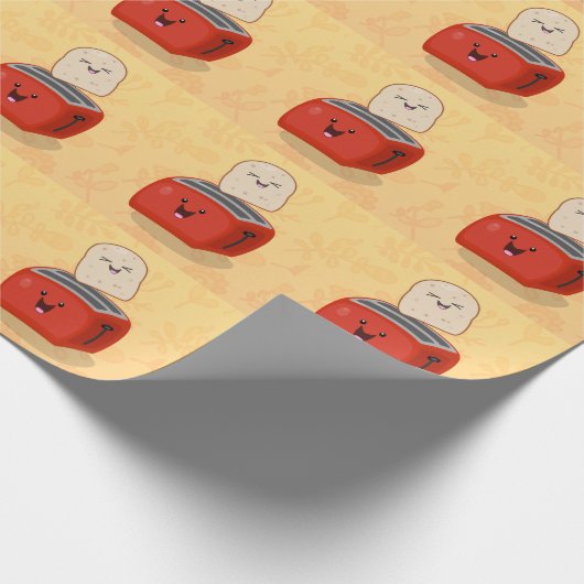 Cute kawaii toast en red toaster cartoon cadeaupapier (Hoek)