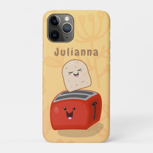 Cute kawaii toast en red toaster cartoon Case-Mate iPhone case (Achterkant)